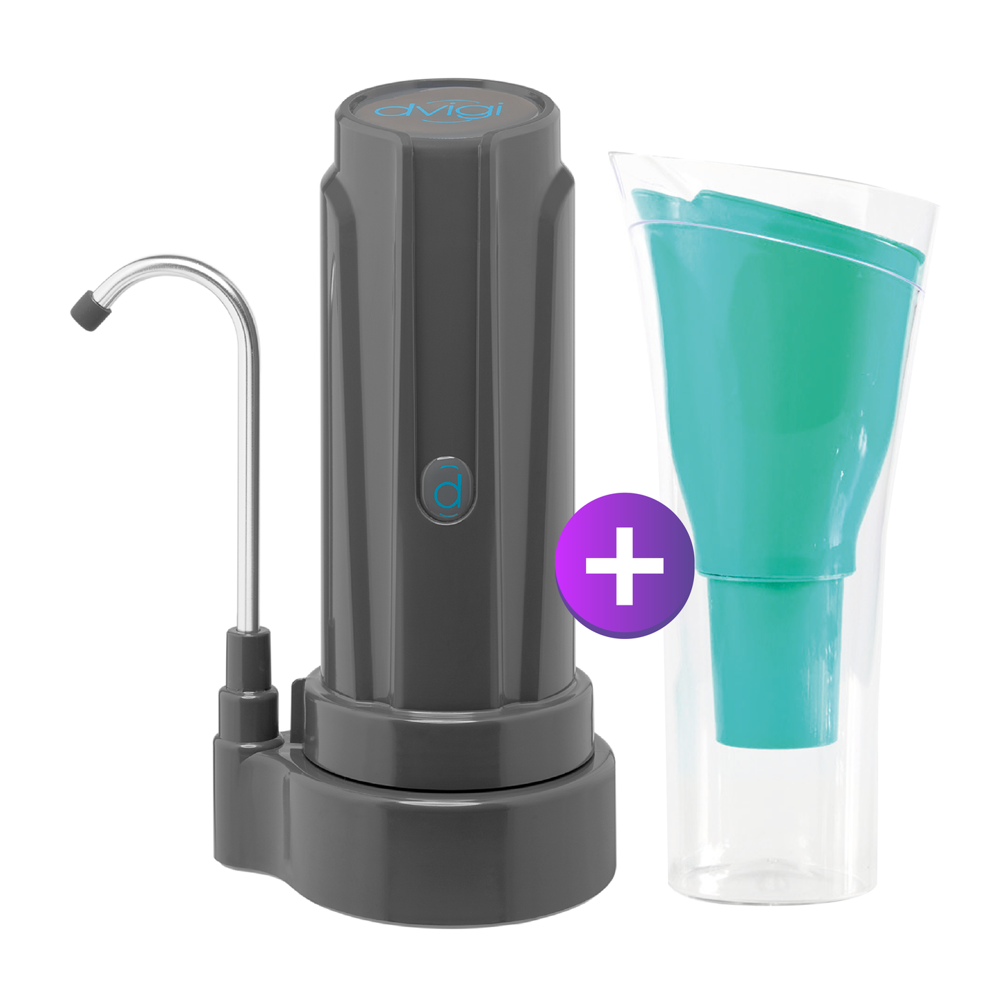 Purificador de Agua Sobre Mesada AQUA Gris + Jarra Purificadora SENSE | DVIGI